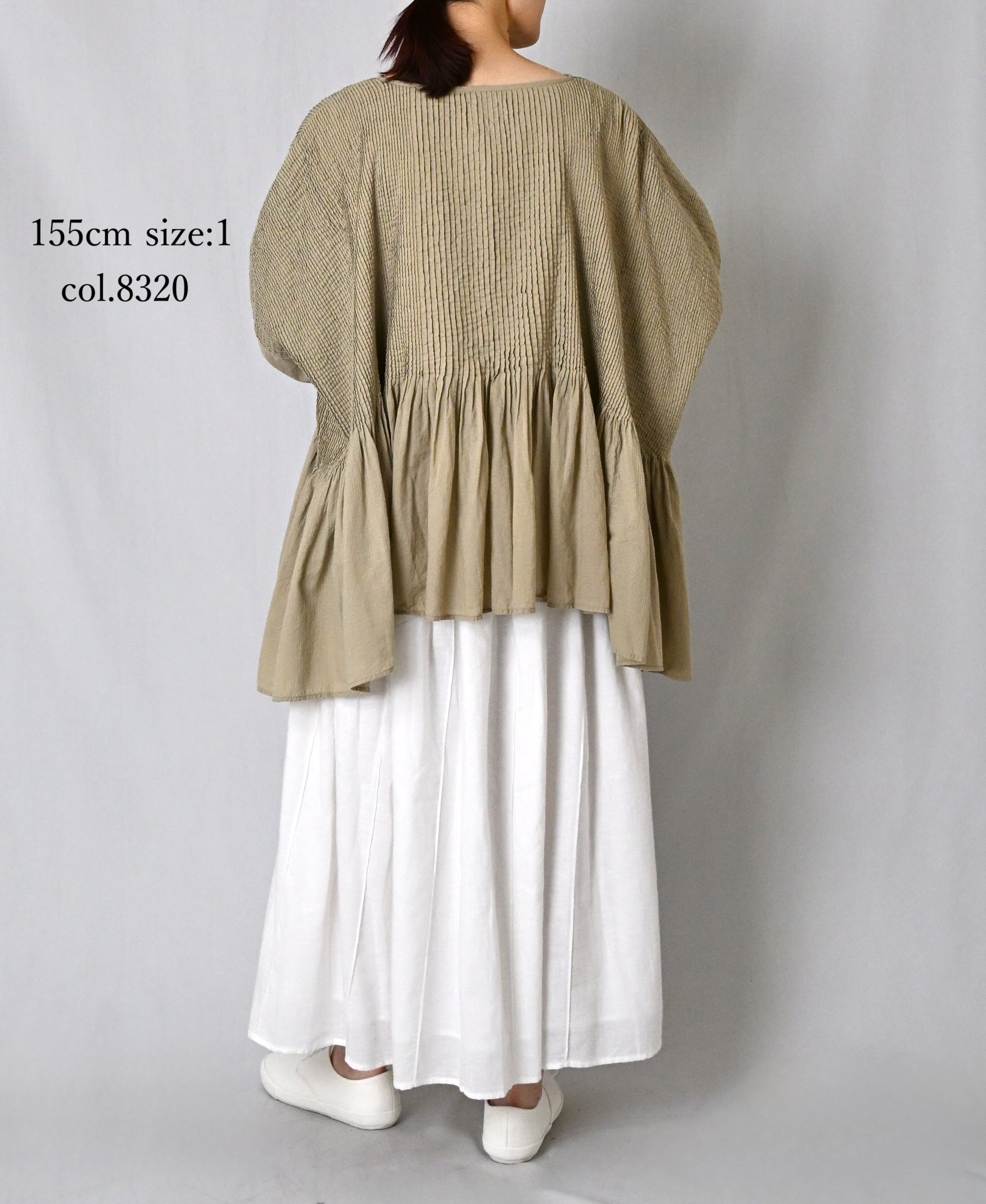 NMDS26601D ORGANIC MICRO CHK&VOILE PLAIN PATCHWORK OVERDYE MINI PINTUCK PULLOVER