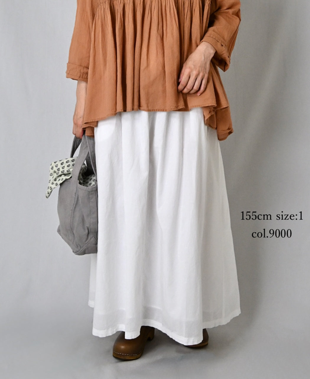 INAM2624 60s COTTON LAWN WASH PLEATED EASY SKIRT WITH LINING