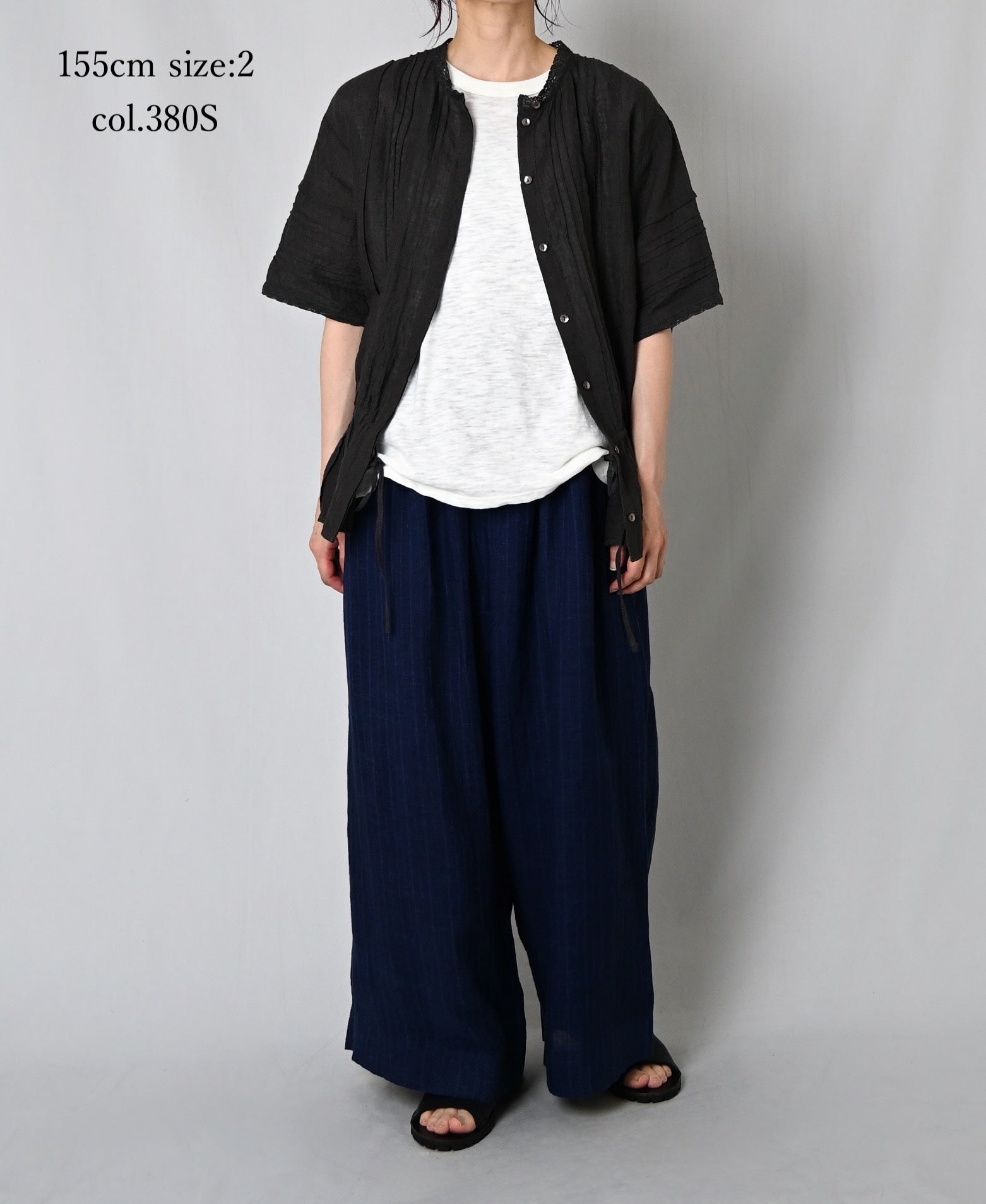 INMDS25122 YARN DYE NATURAL INDIGO EASY PANTS