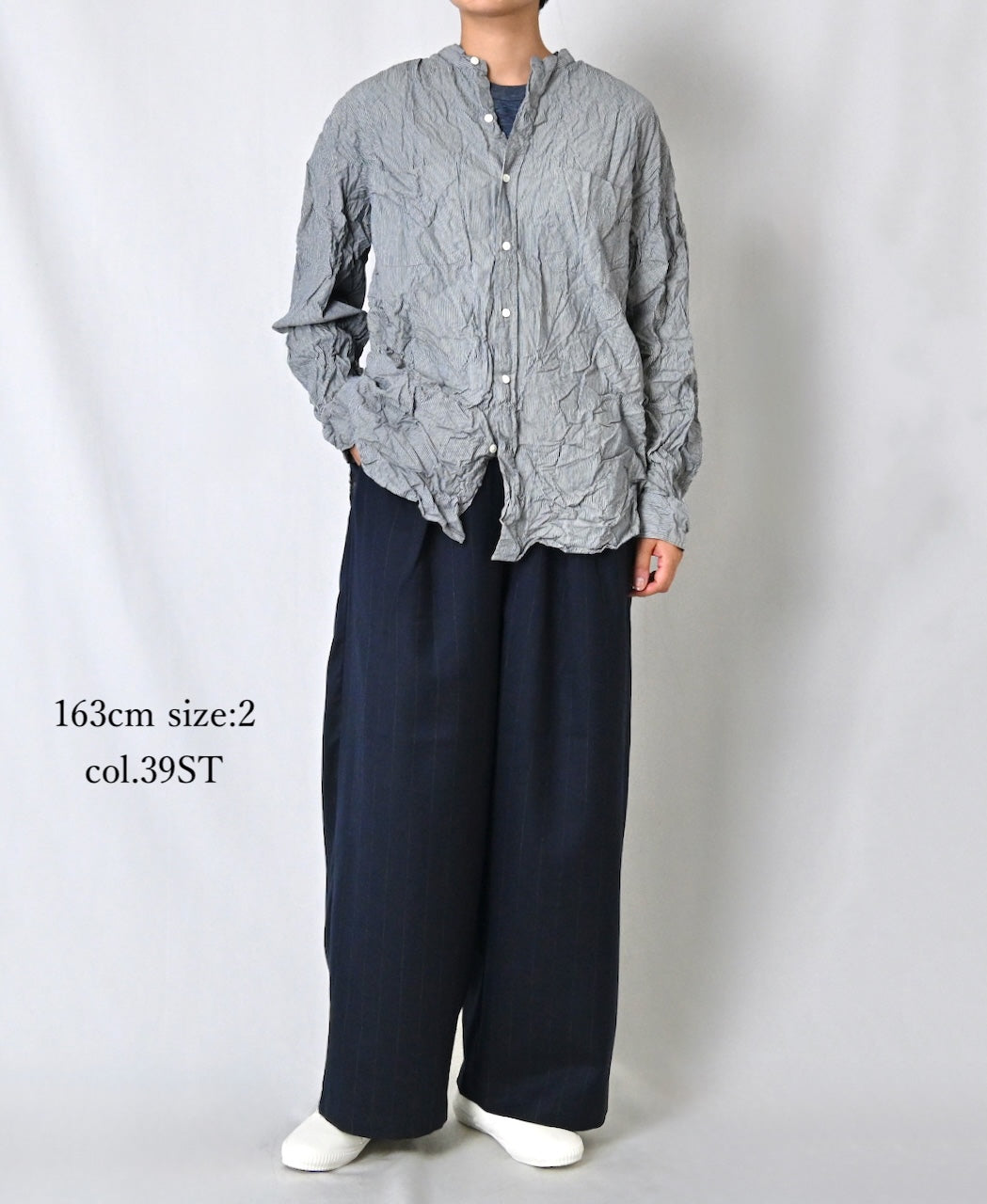 GNMDS2502WS WOOL SERGE 2TUCK WIDE EASY PANTS