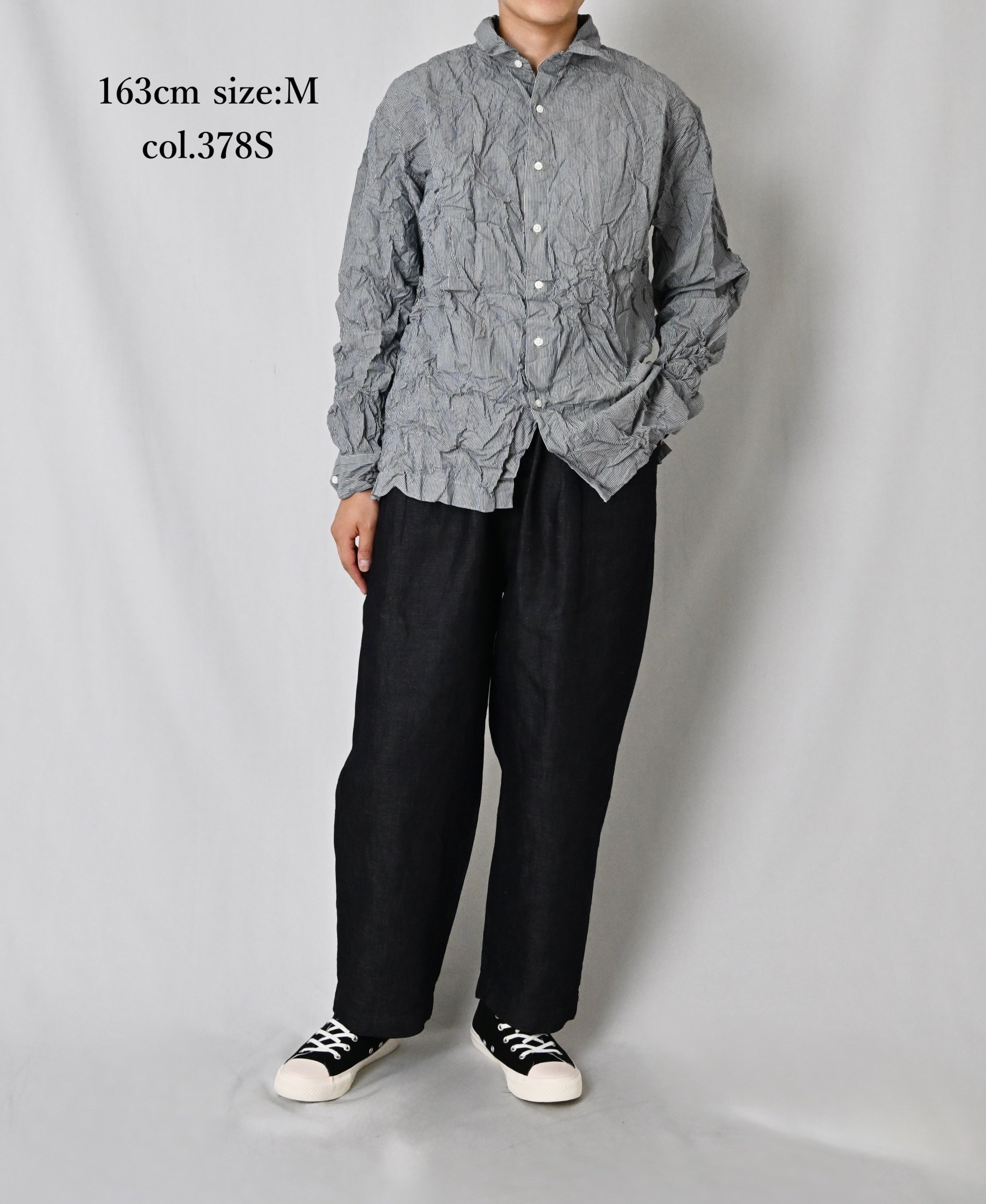 NVL2683SCW POPLIN STRIPE & CHECK WRINKLE REGULAR COLLAR L/SL SHIRTS