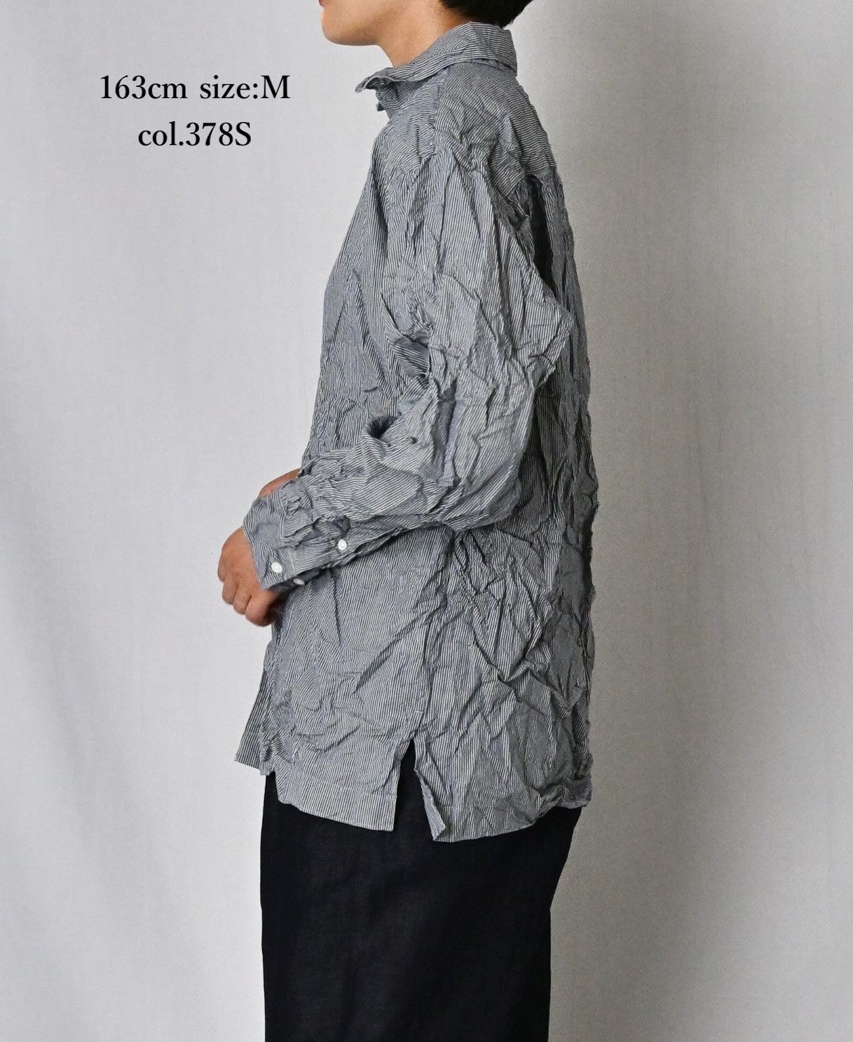 NVL2683SCW POPLIN STRIPE & CHECK WRINKLE REGULAR COLLAR L/SL SHIRTS