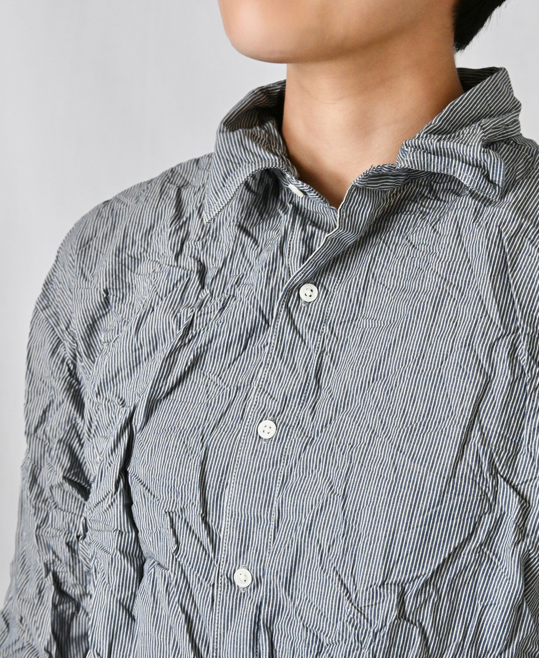 NVL2683SCW POPLIN STRIPE & CHECK WRINKLE REGULAR COLLAR L/SL SHIRTS