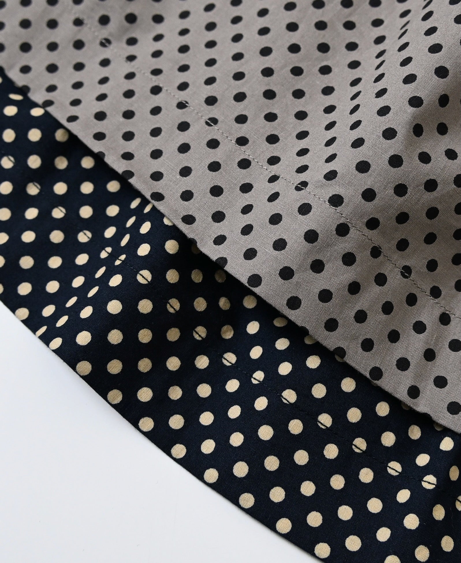 NSL26533 40s COTTON POPLIN DOT PRINT BANDED COLLAR BACK SIDE GATHERED DRESS