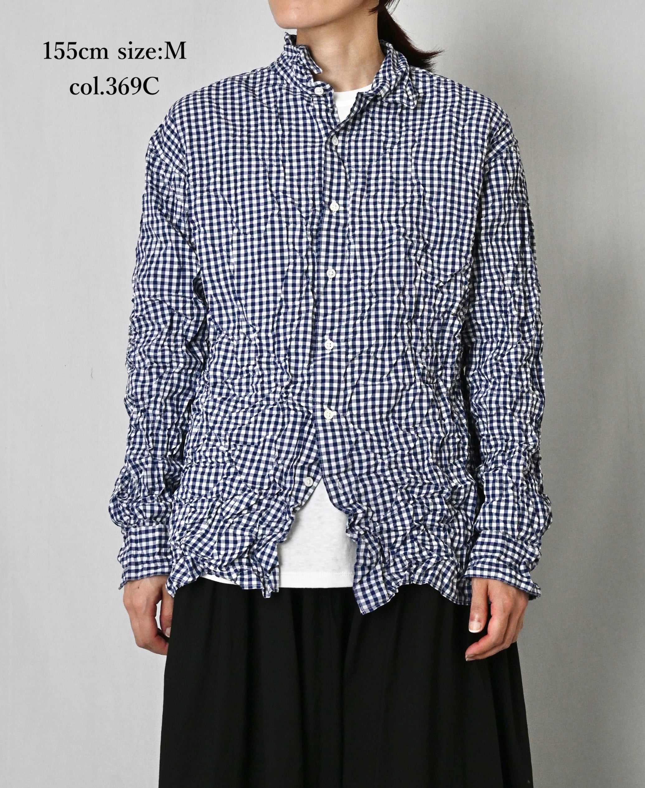 NVL2683SCW POPLIN STRIPE & CHECK WRINKLE REGULAR COLLAR L/SL SHIRTS