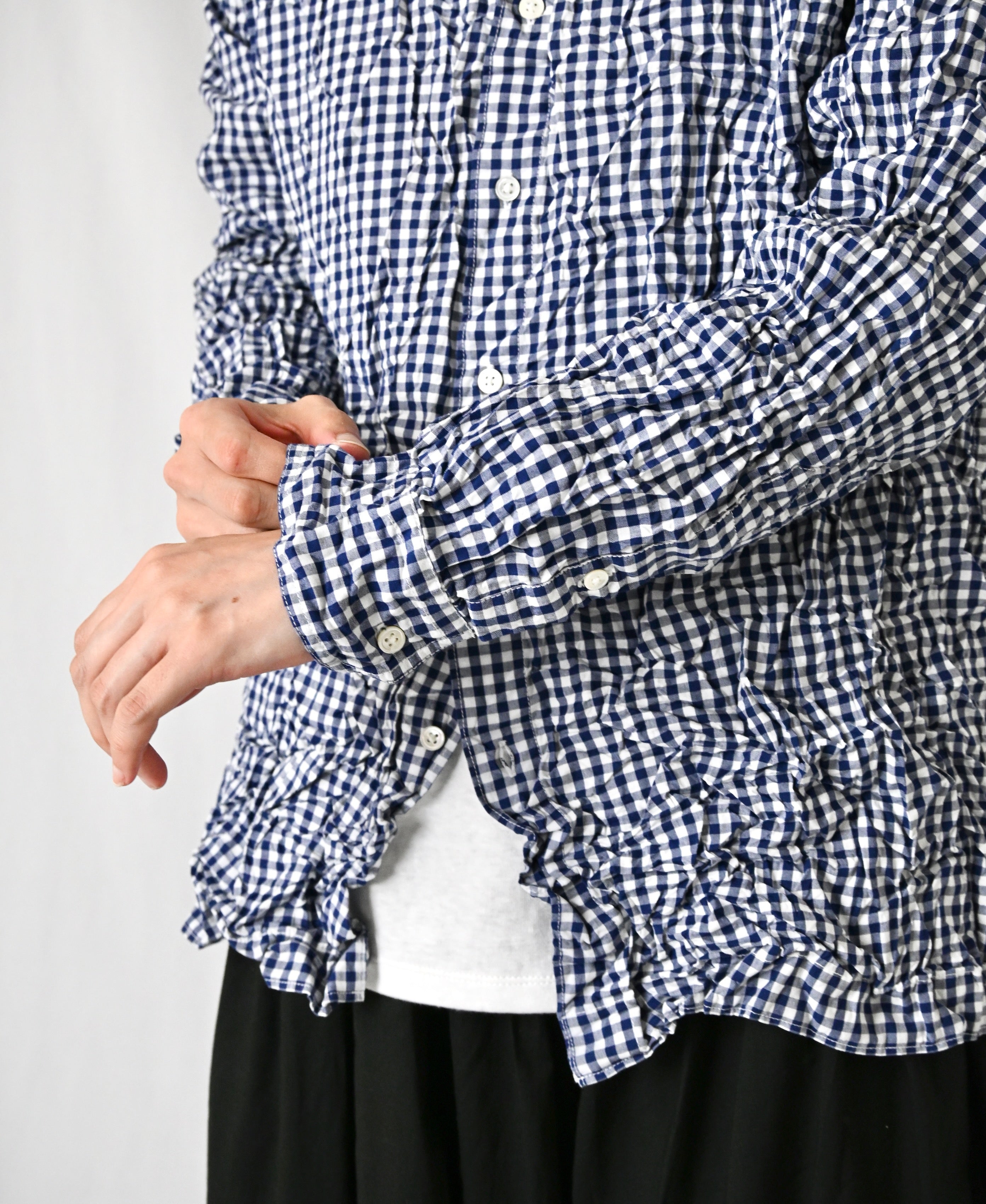 NVL2683SCW POPLIN STRIPE & CHECK WRINKLE REGULAR COLLAR L/SL SHIRTS