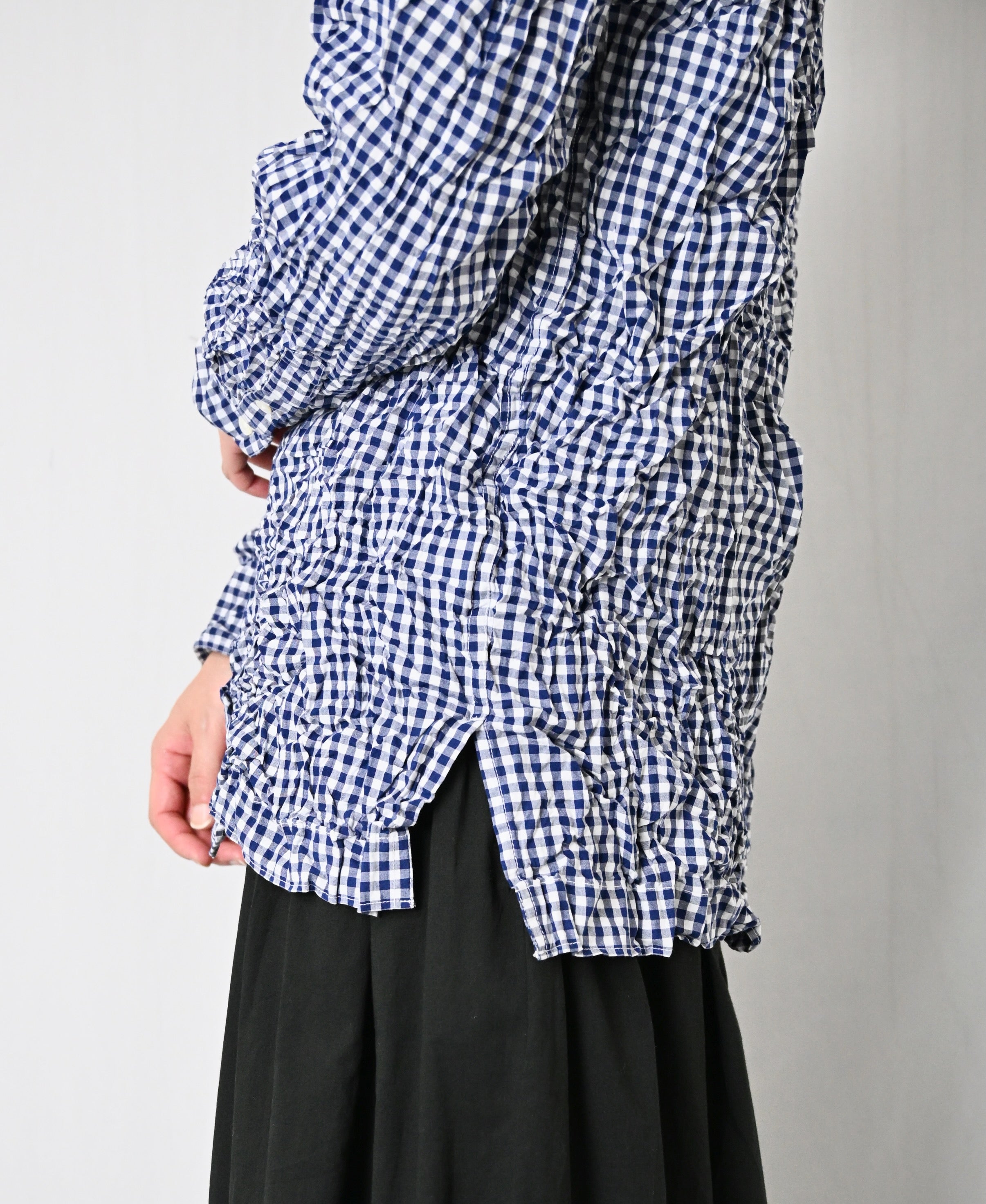 NVL2683SCW POPLIN STRIPE & CHECK WRINKLE REGULAR COLLAR L/SL SHIRTS