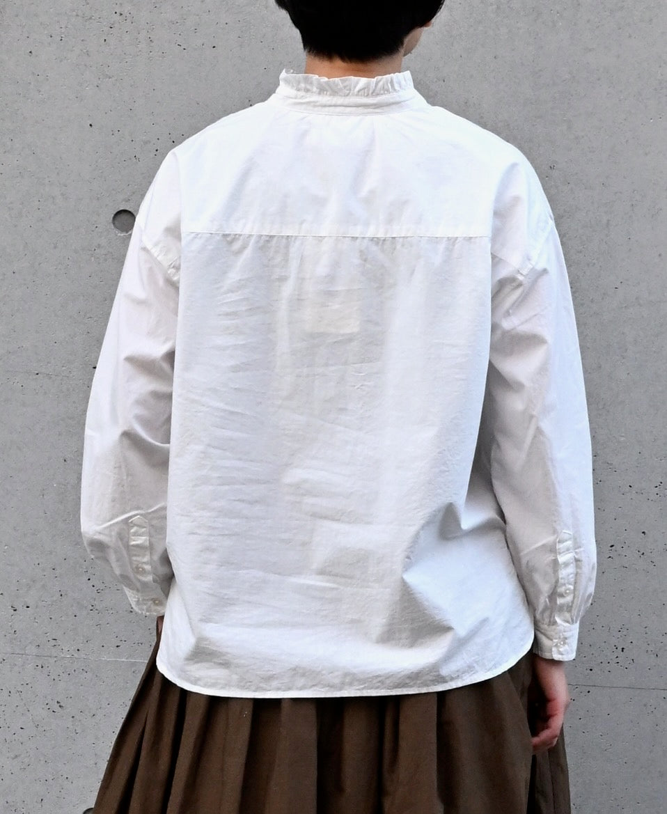 INSL26731 60s POPLIN PLAIN FRILL COLLAR SHIRTS