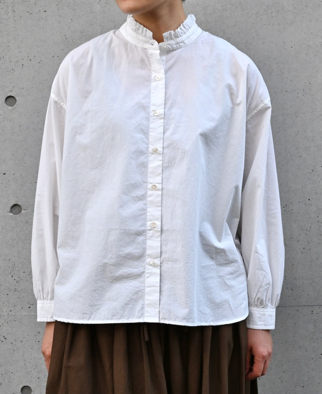 INSL26731 60s POPLIN PLAIN FRILL COLLAR SHIRTS