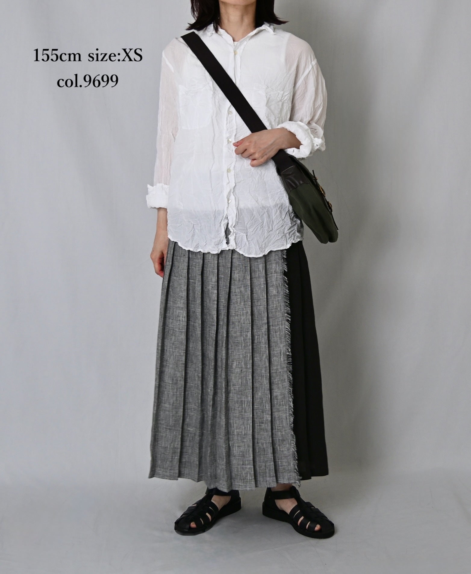 NOD2501PW ILISH LINEN LOW WAIST PLEATS WRAP SKIRT LENGTH 80cm