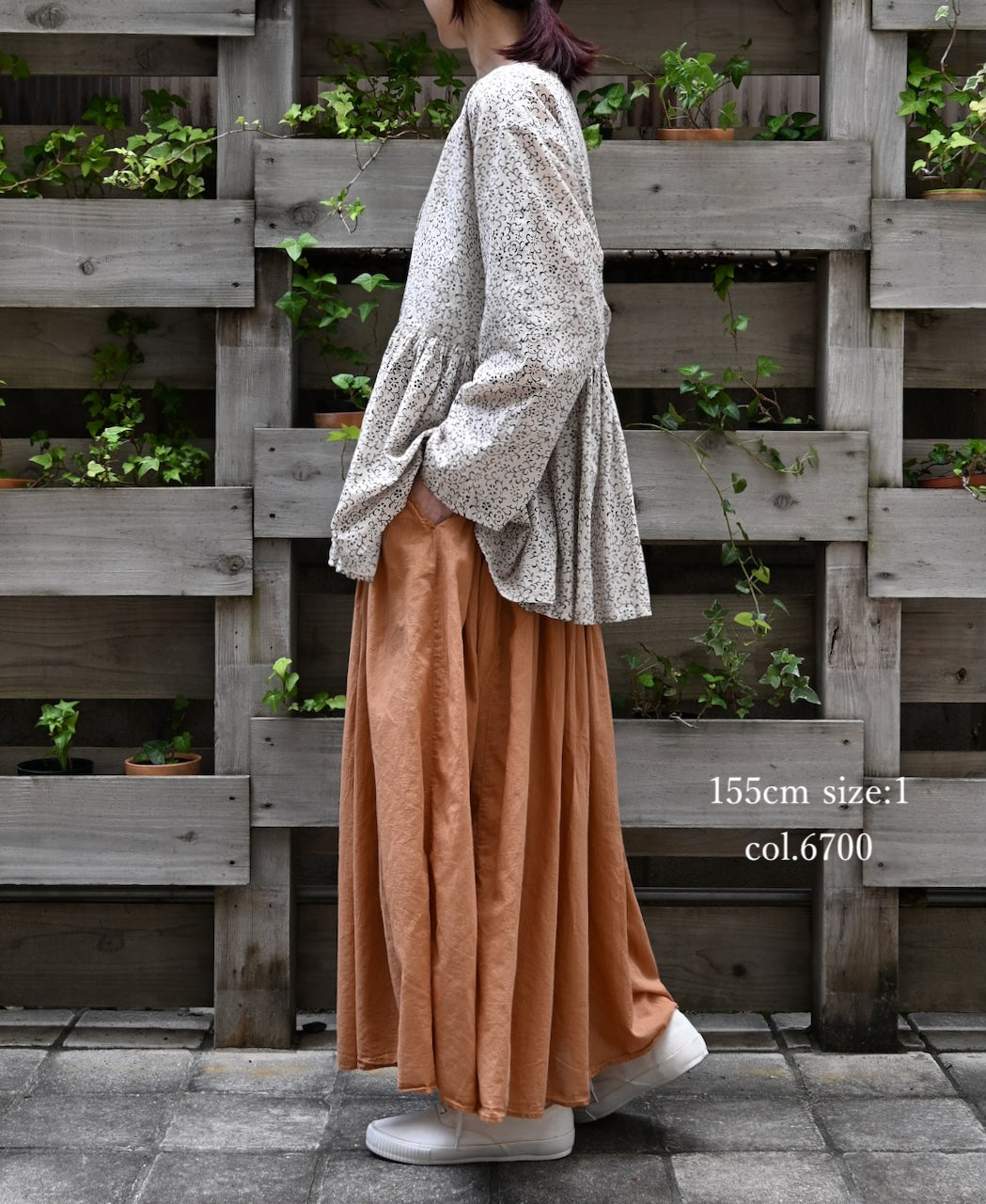 NMDS26515D 80s ORGANIC VOILE STRIPE (OVERDYE) MINI PINTUCK FLARED SKIRT