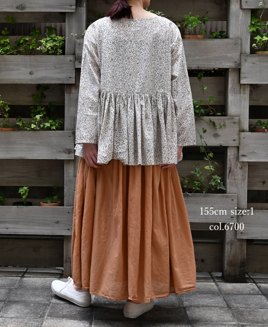 NMDS26515D 80s ORGANIC VOILE STRIPE (OVERDYE) MINI PINTUCK FLARED SKIRT