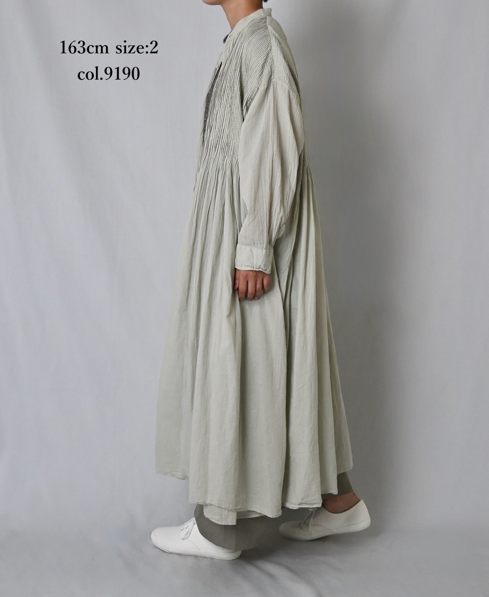 NMDS26514D 80s ORGANIC VOILE STRIPE (OVERDYE) BANDED SHIRT DRESS WITH MINI PINTUCK