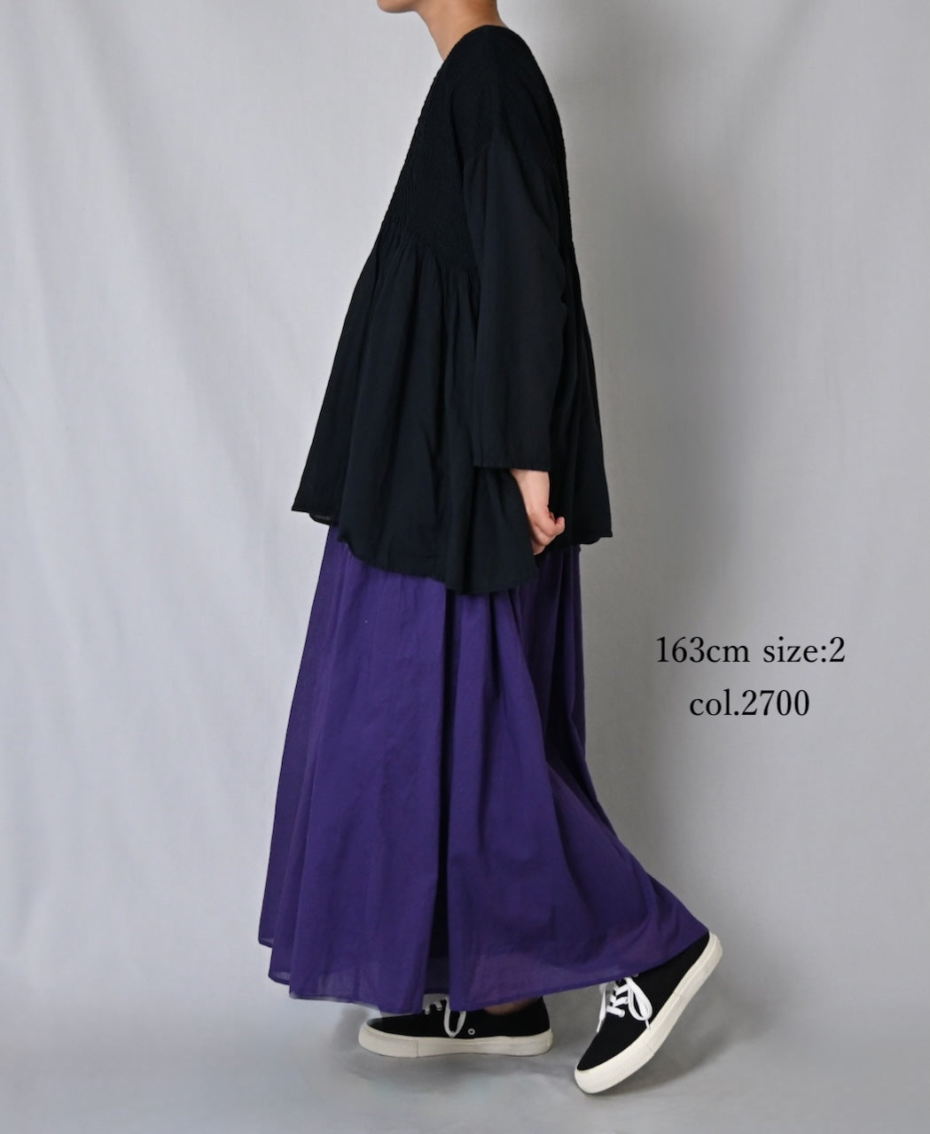 NMDS26245 80s ORGANIC COTTON VOILE MINI PINTUCK FLARED SKIRT