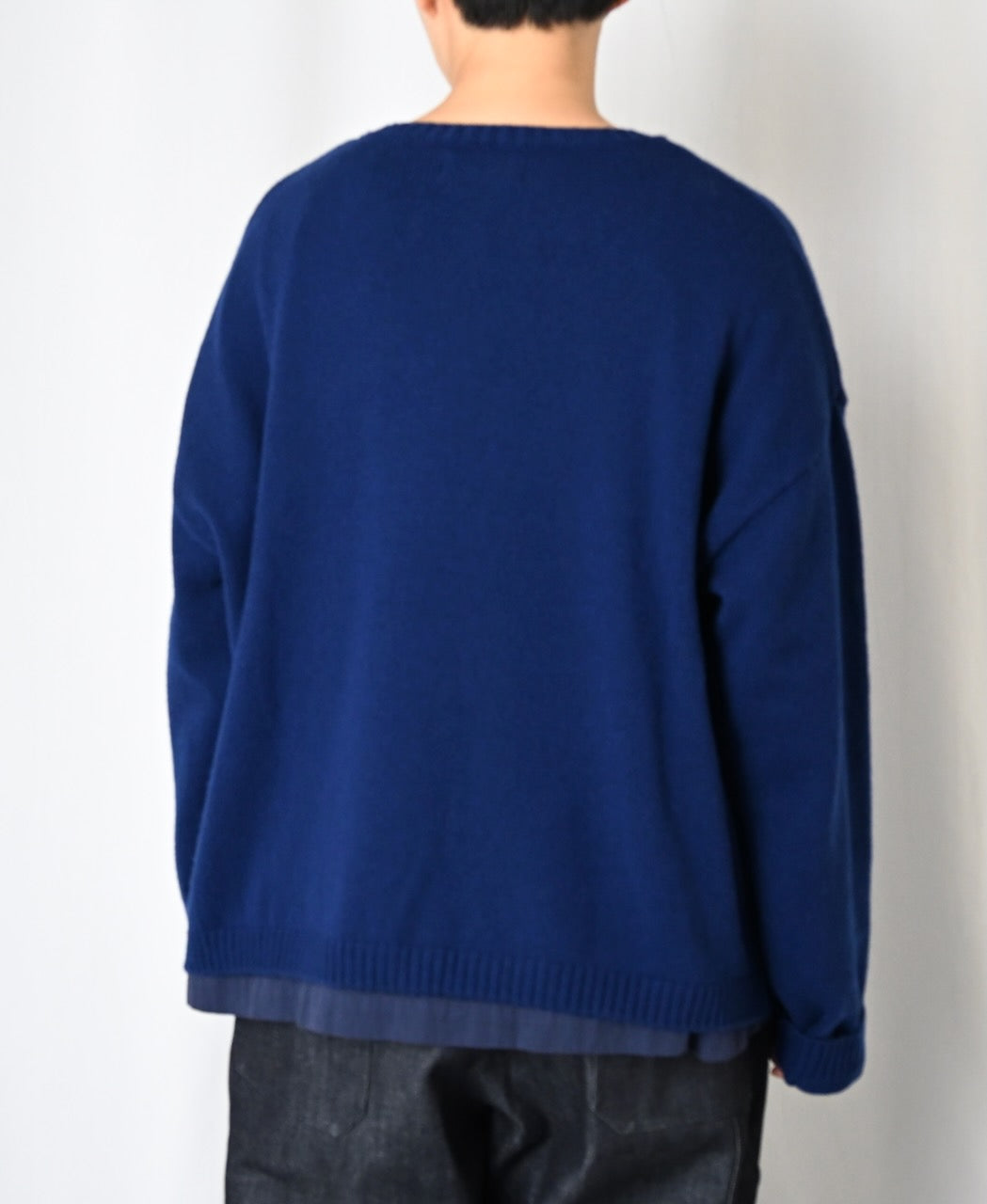 NNSL26513 7GG PLAIN STITCH NYLON/COTTON/WOOL CREW-NECK CARDIGAN