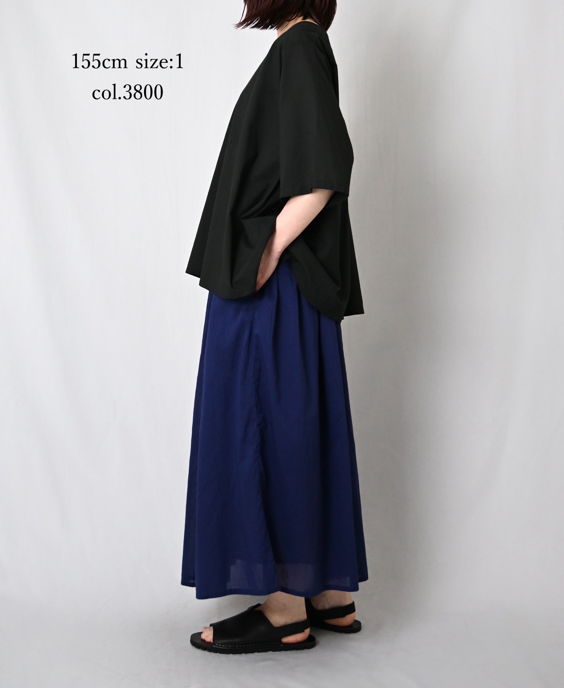 NSL26025 80s COTTON VOILE PLAIN GATHERED SKIRT
