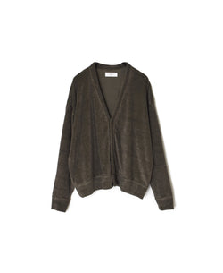 GNSL26031 LINEN/POLYESTER PILE V-NECK 1BUTTON CARDIGAN