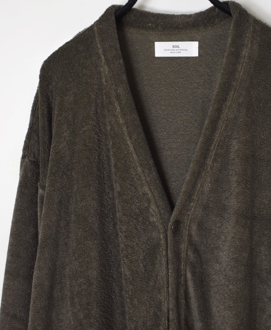 GNSL26031 LINEN/POLYESTER PILE V-NECK 1BUTTON CARDIGAN