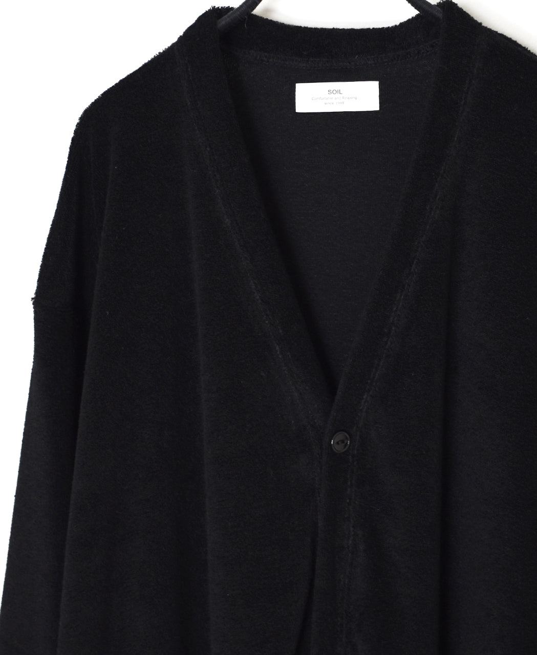GNSL26031 LINEN/POLYESTER PILE V-NECK 1BUTTON CARDIGAN