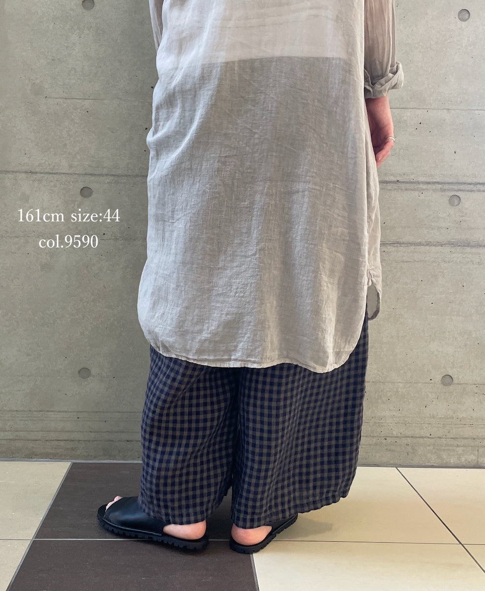 LNHT1713LC LINEN CHECK OVERDYE EASY PANTS