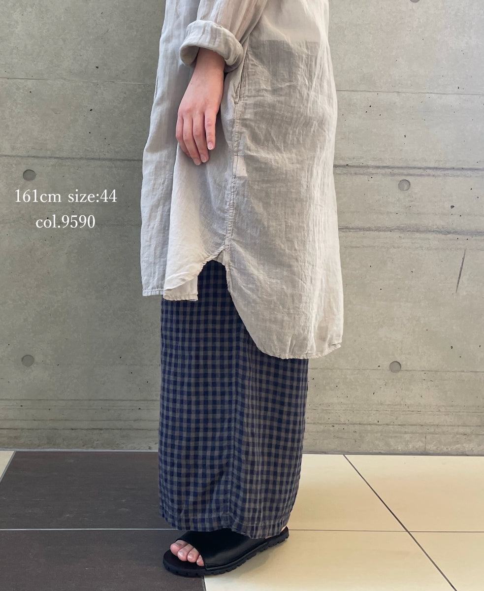 LNHT1713LC LINEN CHECK OVERDYE EASY PANTS