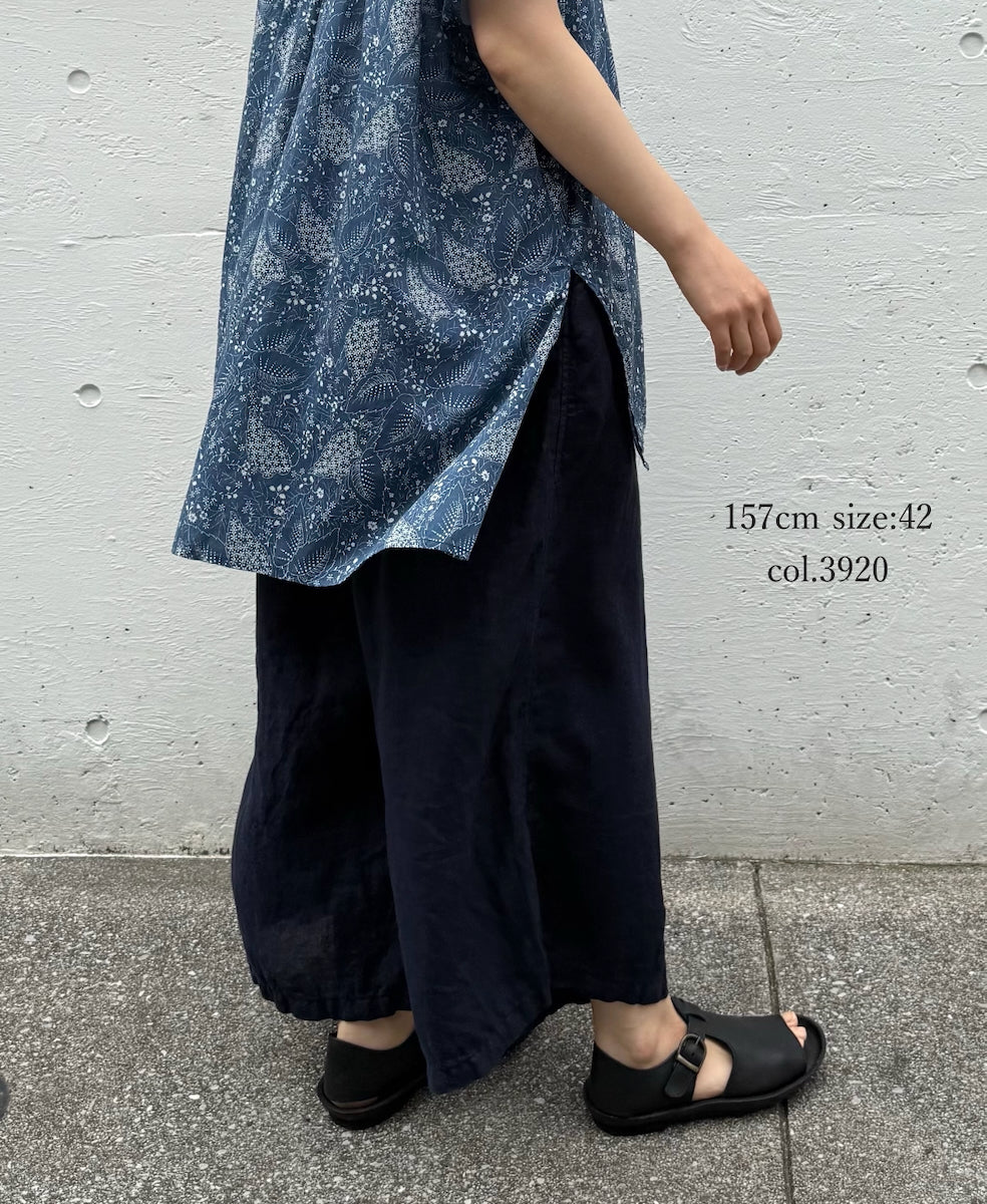 LNHT1713L LINEN PLAIN OVERDYE EASY PANTS