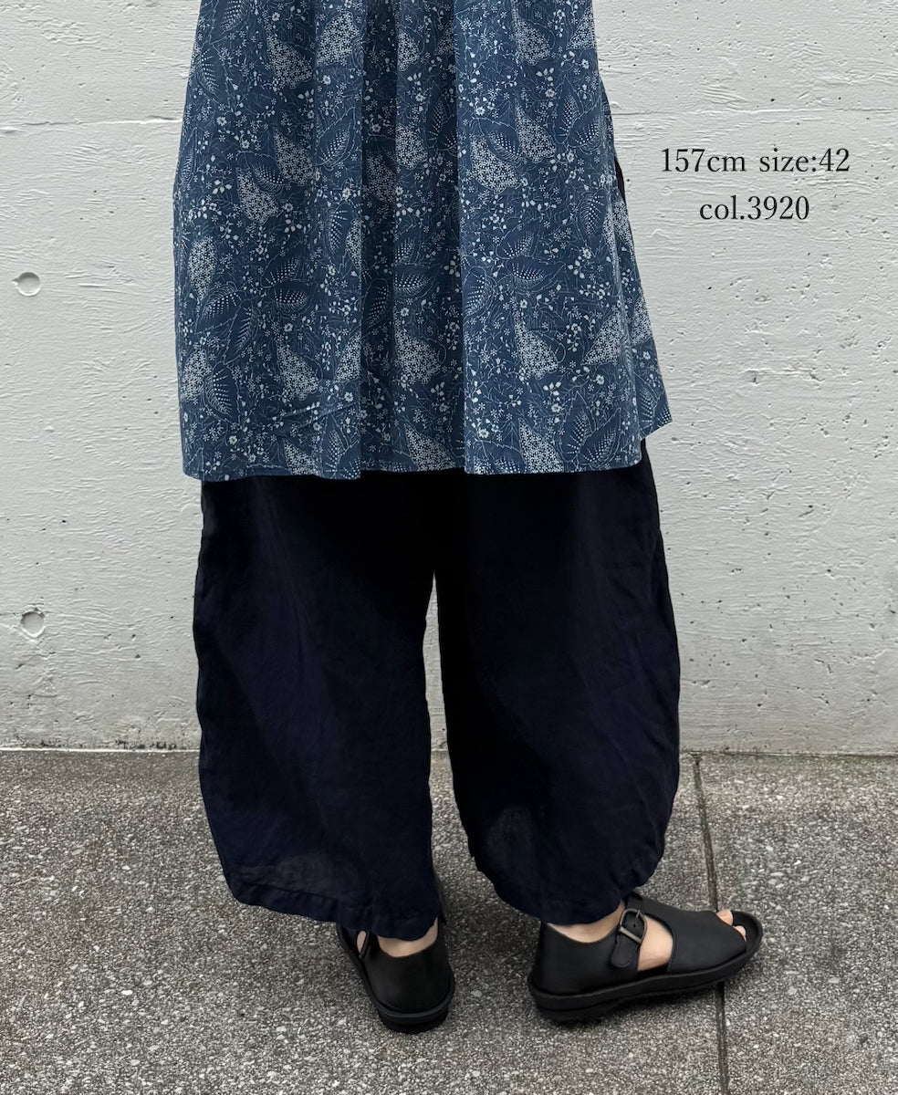 LNHT1713L LINEN PLAIN OVERDYE EASY PANTS