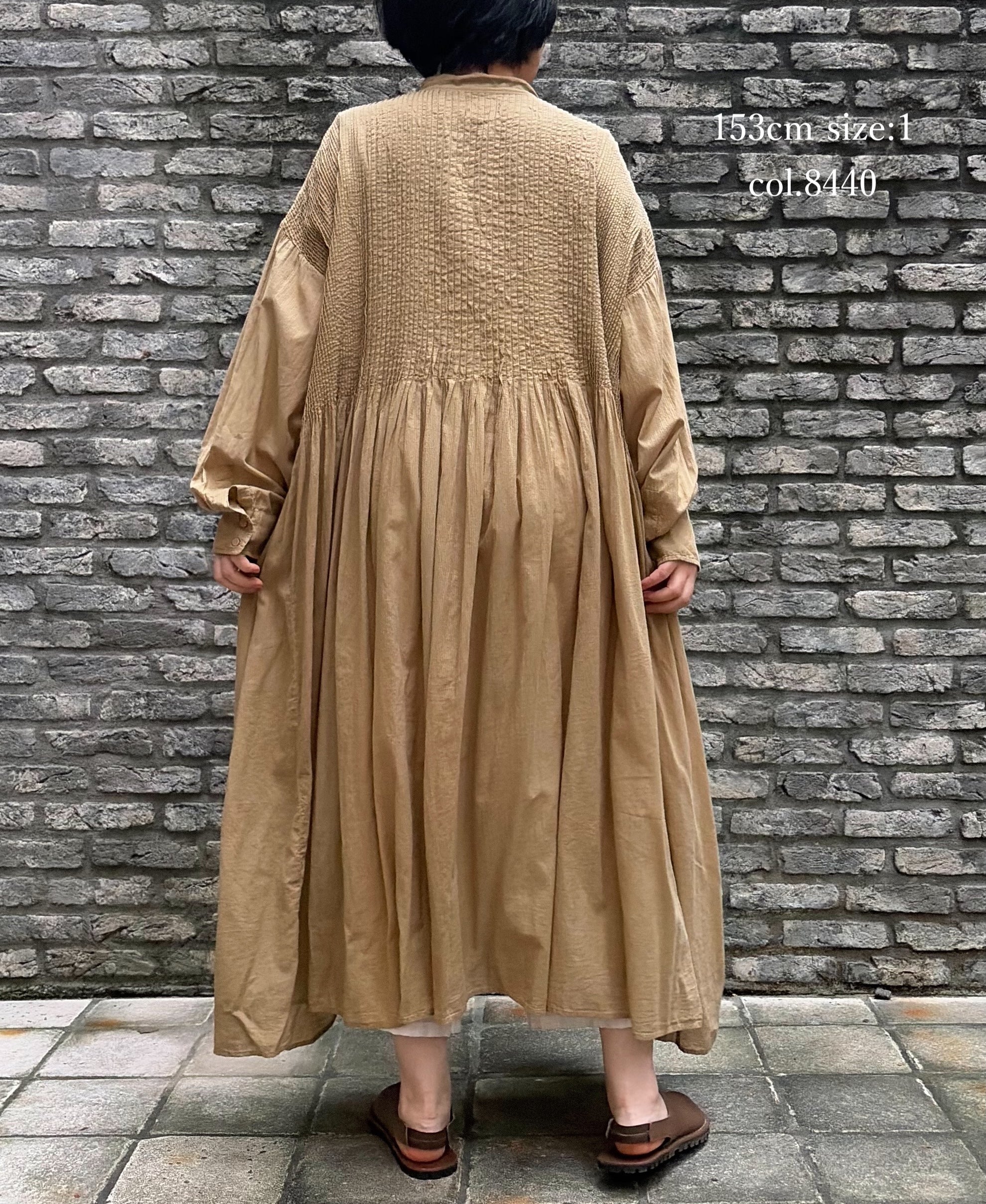 NMDS26514D 80s ORGANIC VOILE STRIPE (OVERDYE) BANDED SHIRT DRESS WITH MINI PINTUCK