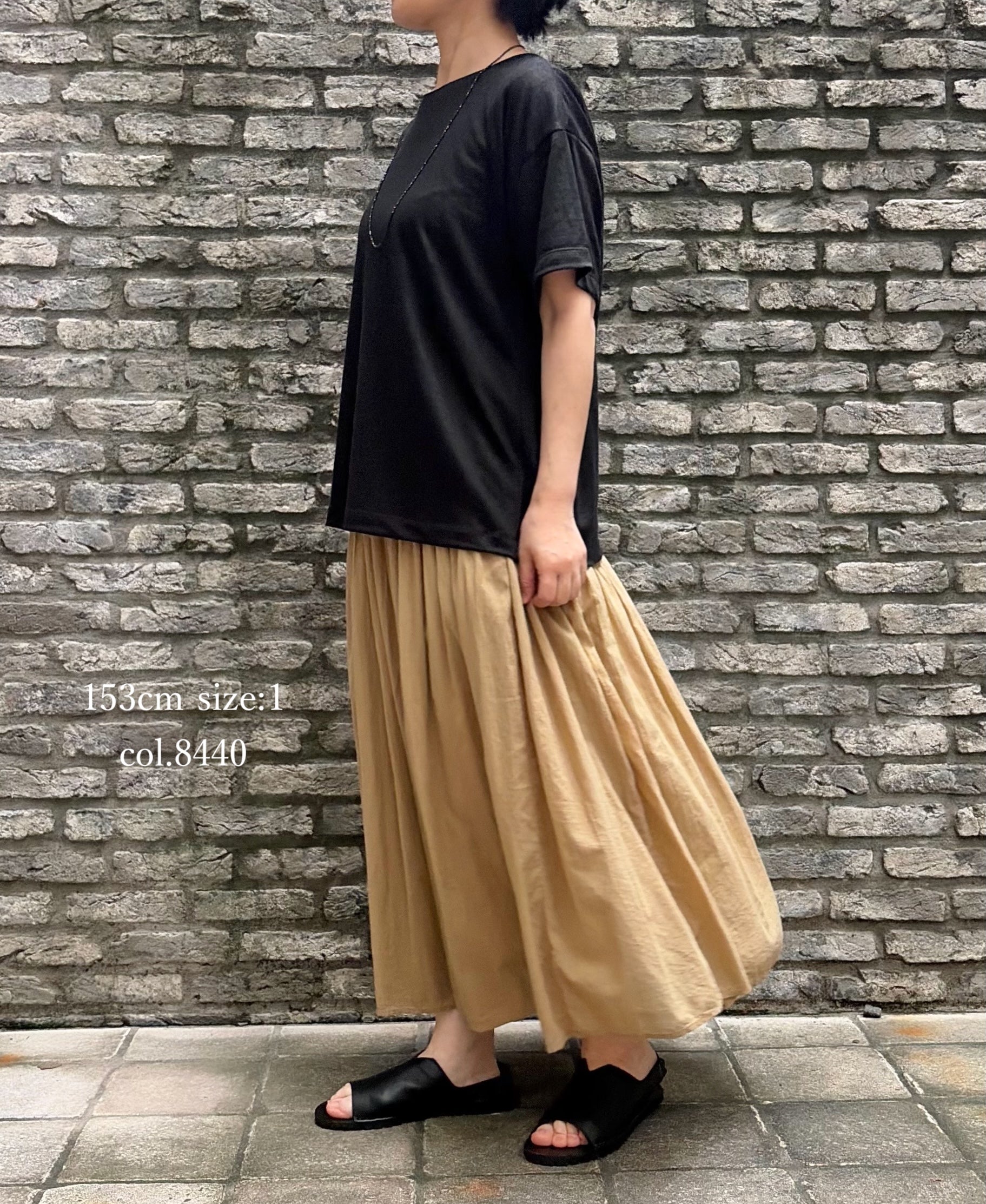 NMDS26515D 80s ORGANIC VOILE STRIPE (OVERDYE) MINI PINTUCK FLARED SKIRT