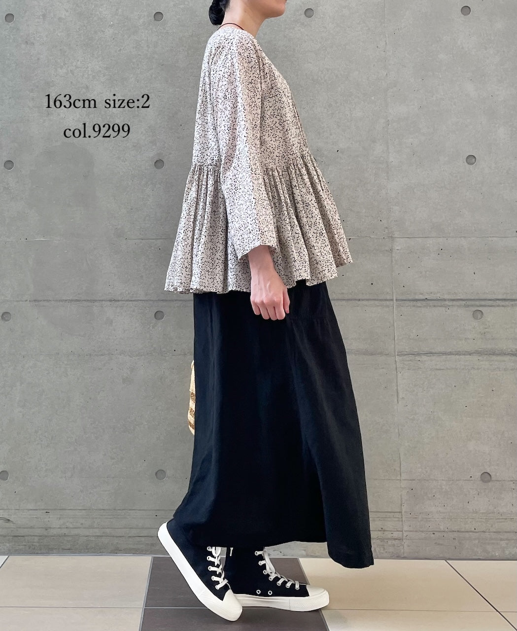 NMDS26121 POWER LOOM CO VOILE ARABESQUE HAND SCREEN PRINT RAJASTHAN TUCK GATHERED 3/4SL PULLOVER