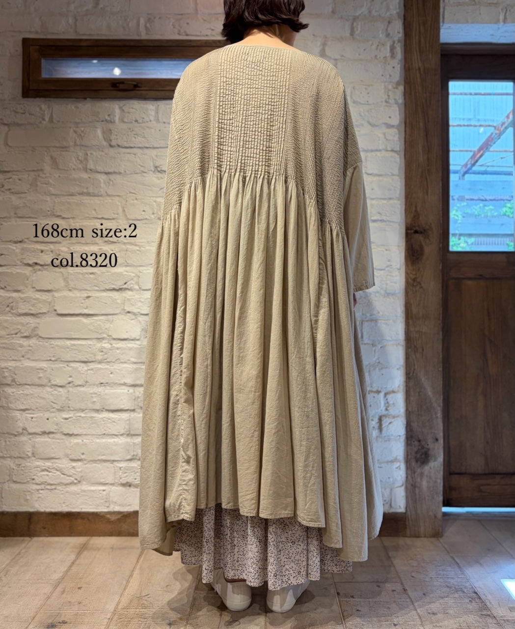 NMDS26602D ORGANIC MICRO CHK&VOILE PLAIN PATCHWORK OVERDYE PINTUCK PULLOVER DRESS