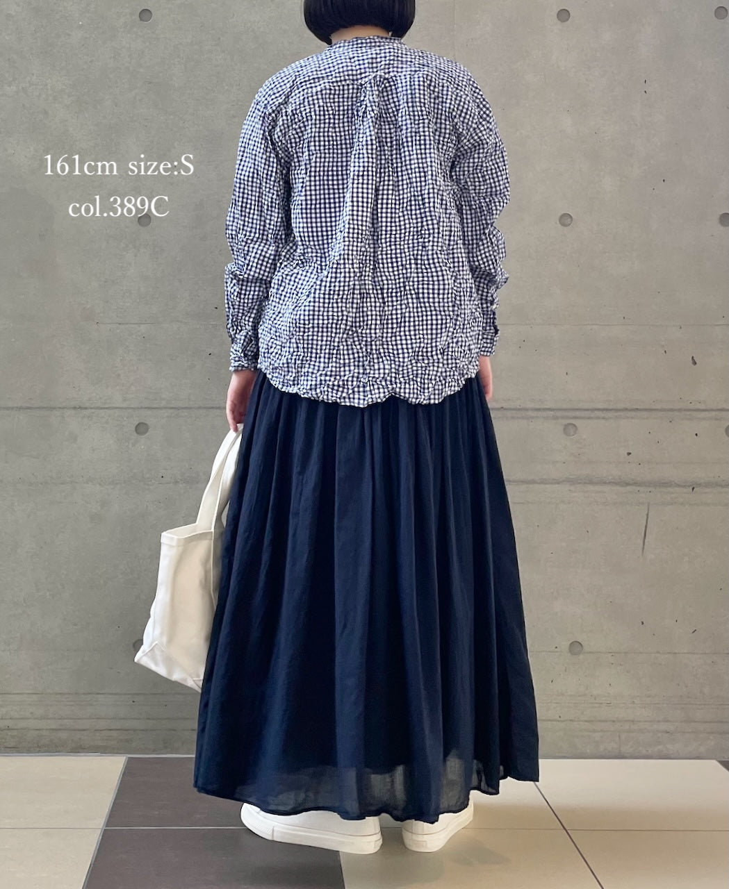 NVL2681SCW POPLIN STRIPE & CHECK WRINKLE BANDED COLLAR L/SL OVERSIZED SHIRTS