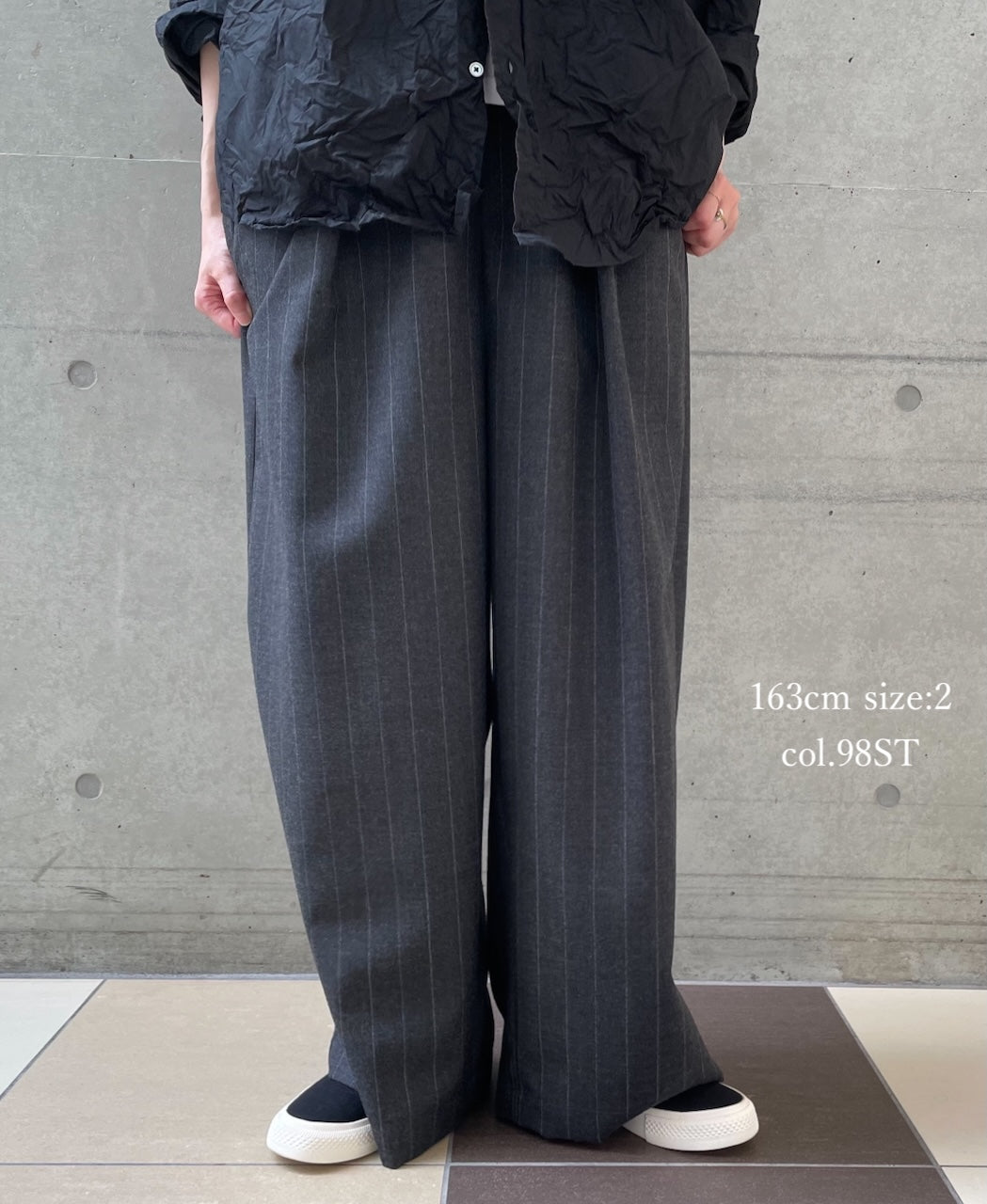 GNMDS2502WS WOOL SERGE 2TUCK WIDE EASY PANTS