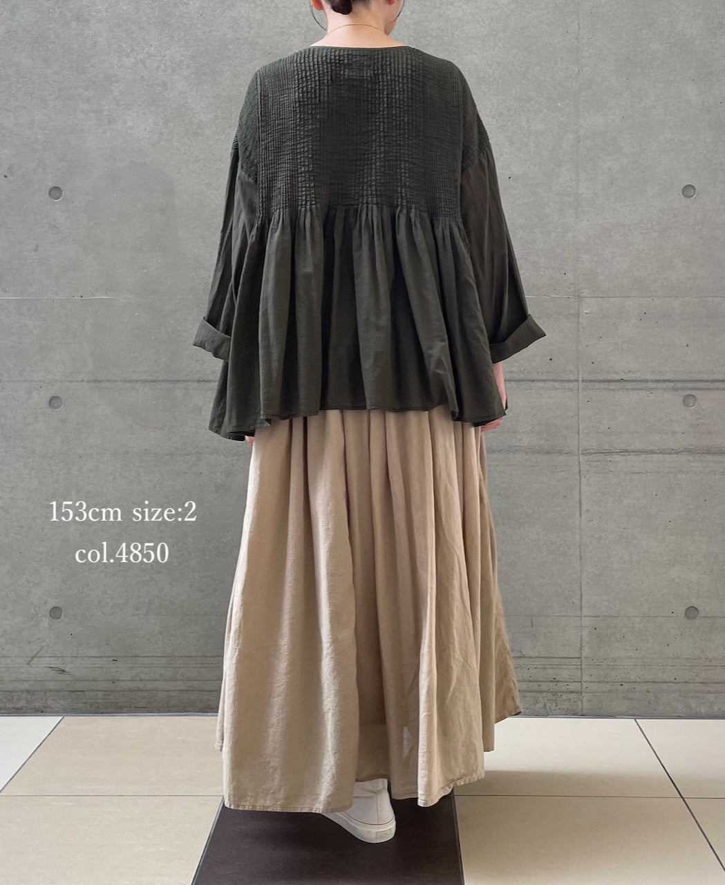 NMDS26605D ORGANIC MICRO CHK&VOILE PLAIN PATCHWORK OVERDYE RAJASTHAN GATHERED SKIRT