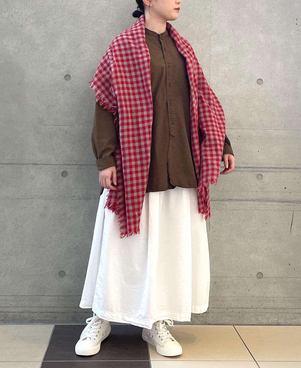INAM2571 WOOL GINAGHAM CHECK STOLE 70x190cm