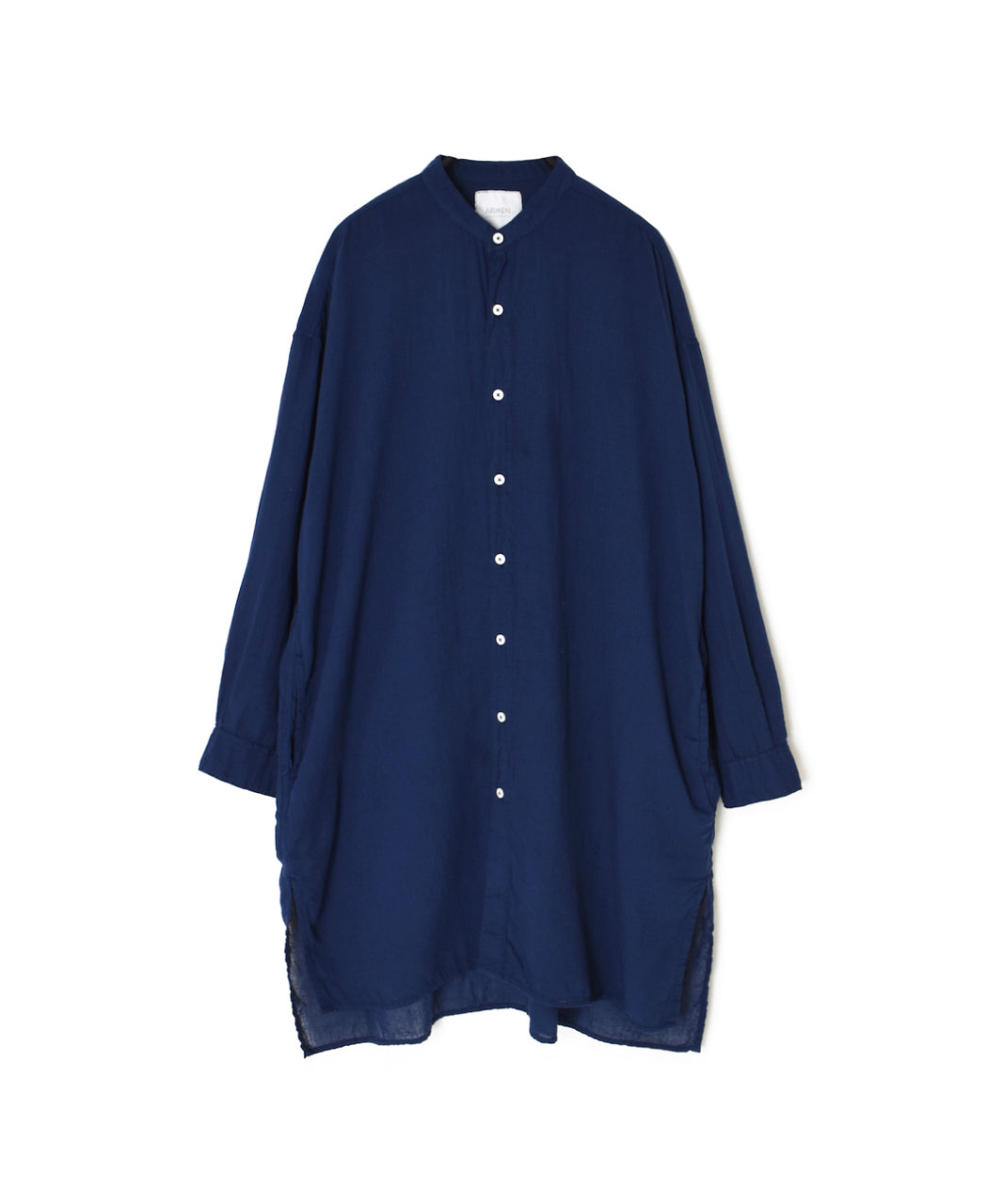 INAM2503G3D 30s GAUZE OVERDYE UTILITY BANDED COLLAR LONG SHIRT