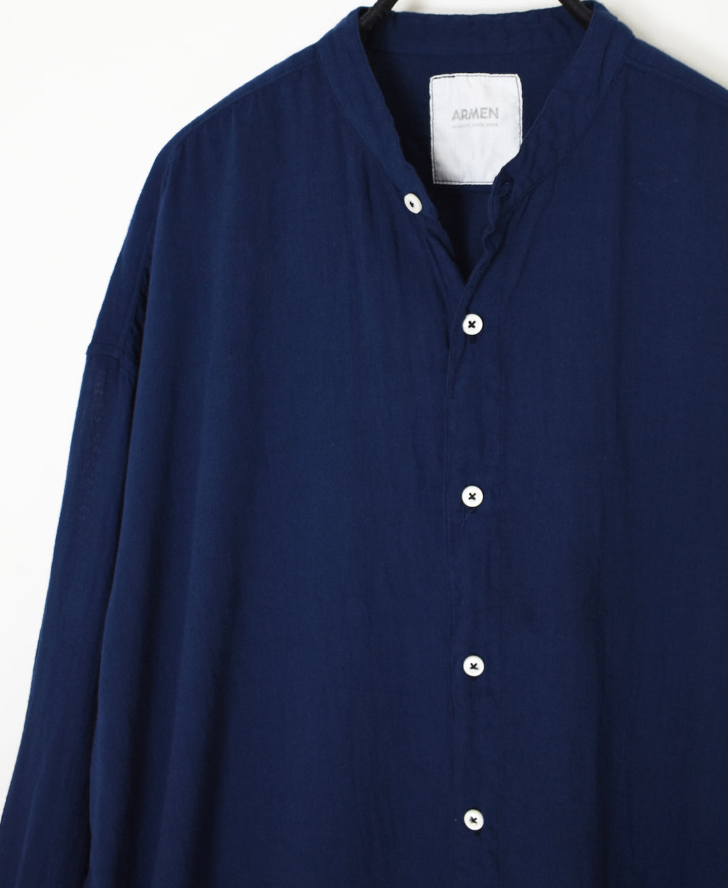 INAM2503G3D 30s GAUZE OVERDYE UTILITY BANDED COLLAR LONG SHIRT