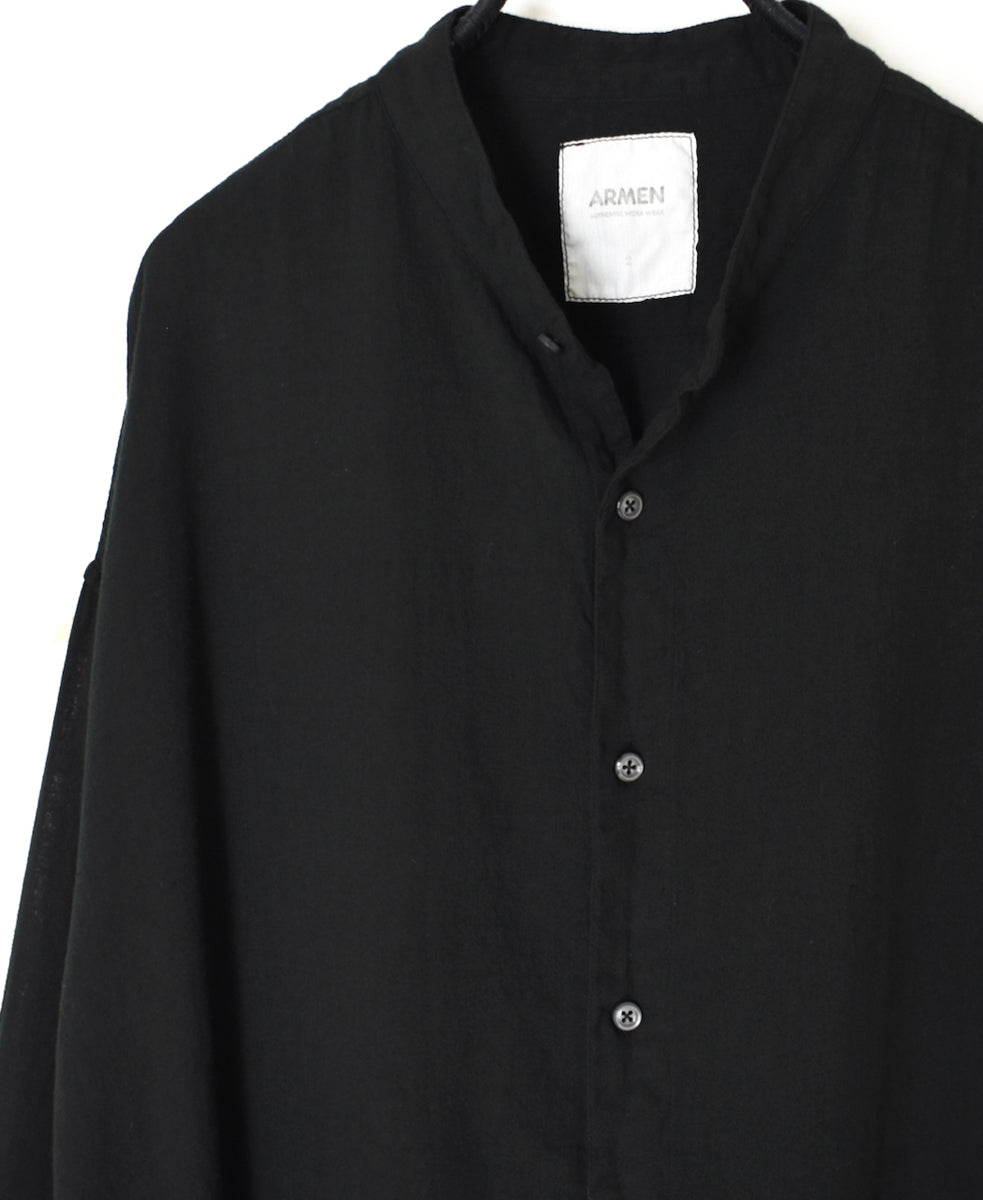 INAM2503G3D 30s GAUZE OVERDYE UTILITY BANDED COLLAR LONG SHIRT
