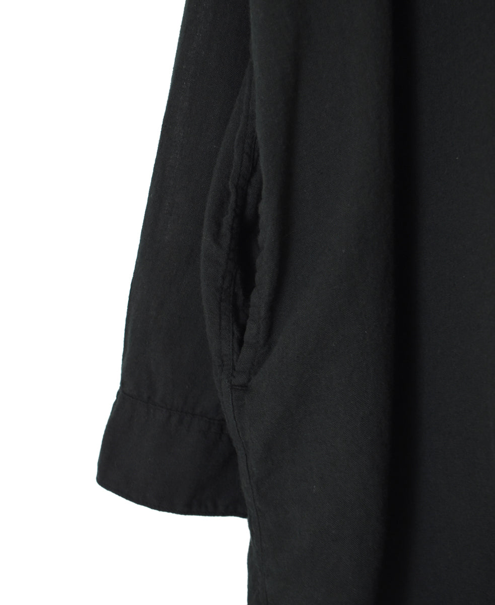 INAM2503G3D 30s GAUZE OVERDYE UTILITY BANDED COLLAR LONG SHIRT