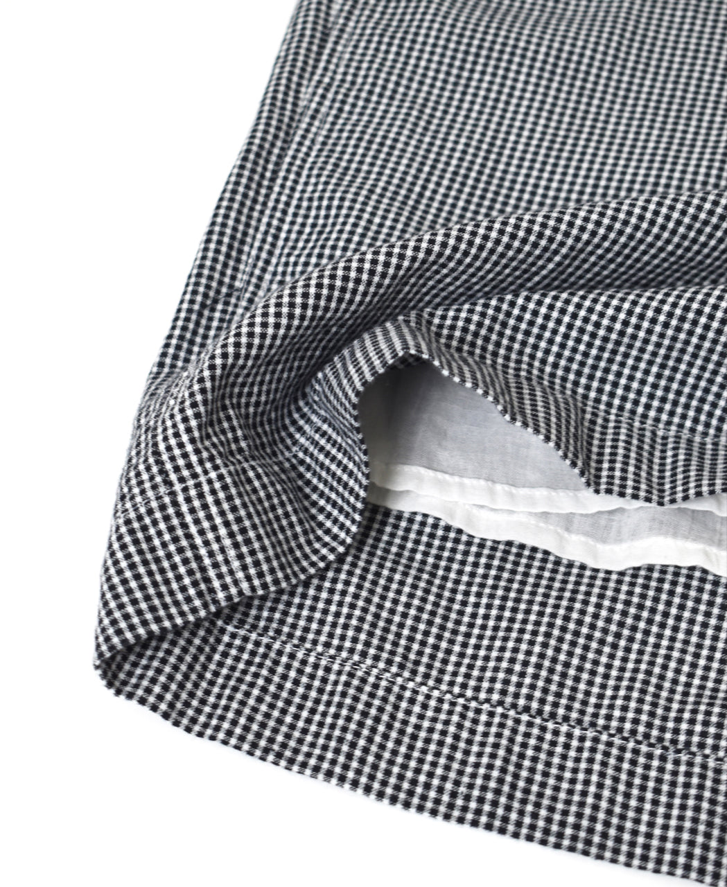 INAM2505C SEERSUCKER GINGHAM CHECK WASH GATHERED EASY PANTS WITH LINING