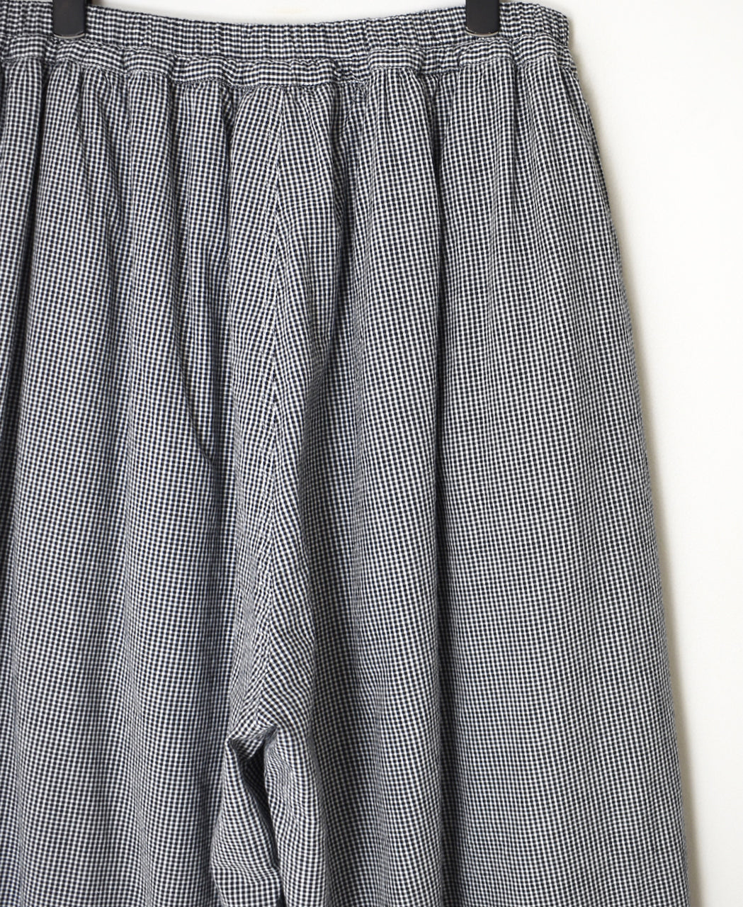 INAM2505C SEERSUCKER GINGHAM CHECK WASH GATHERED EASY PANTS WITH LINING