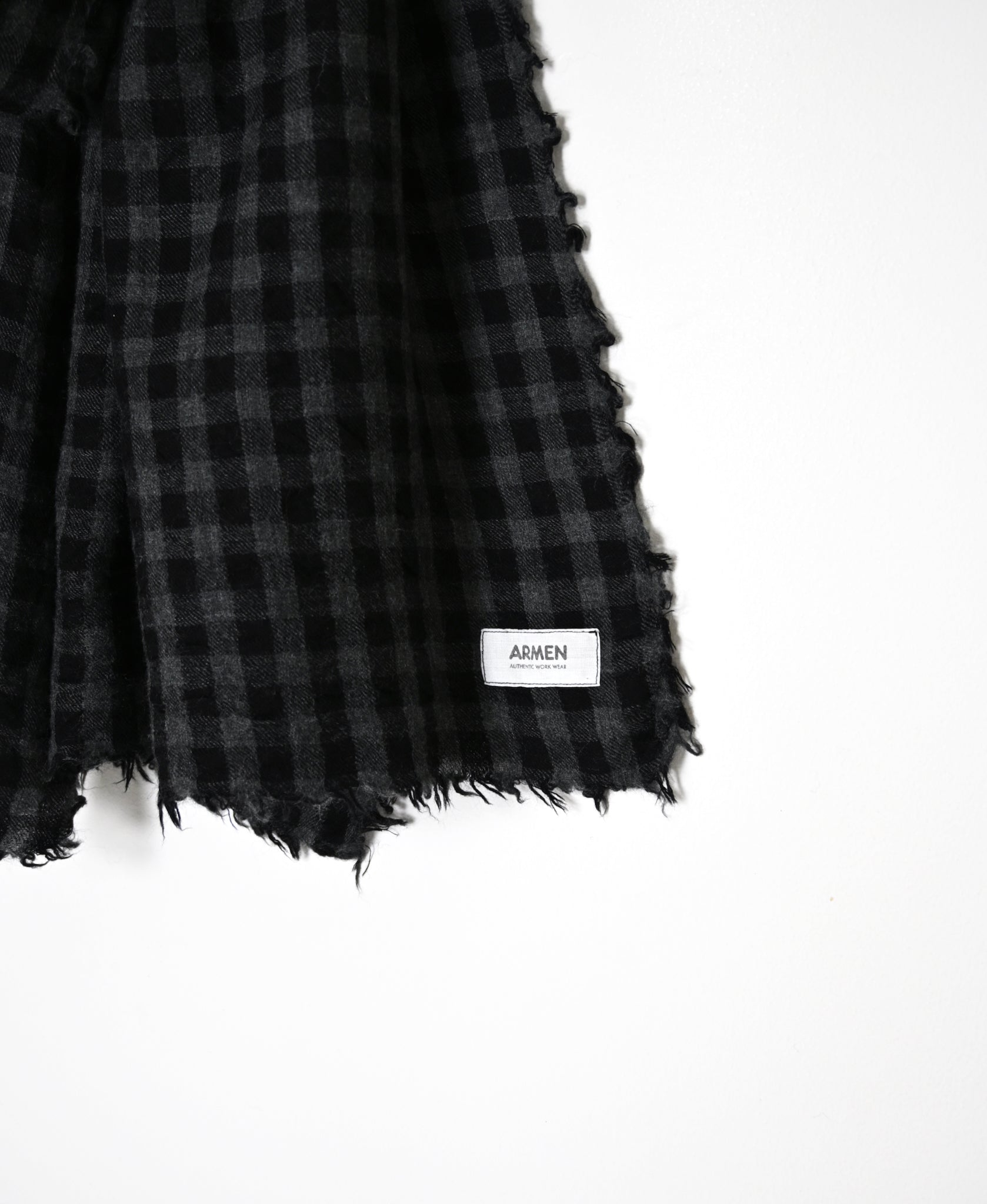 INAM2571 WOOL GINAGHAM CHECK STOLE 70x190cm