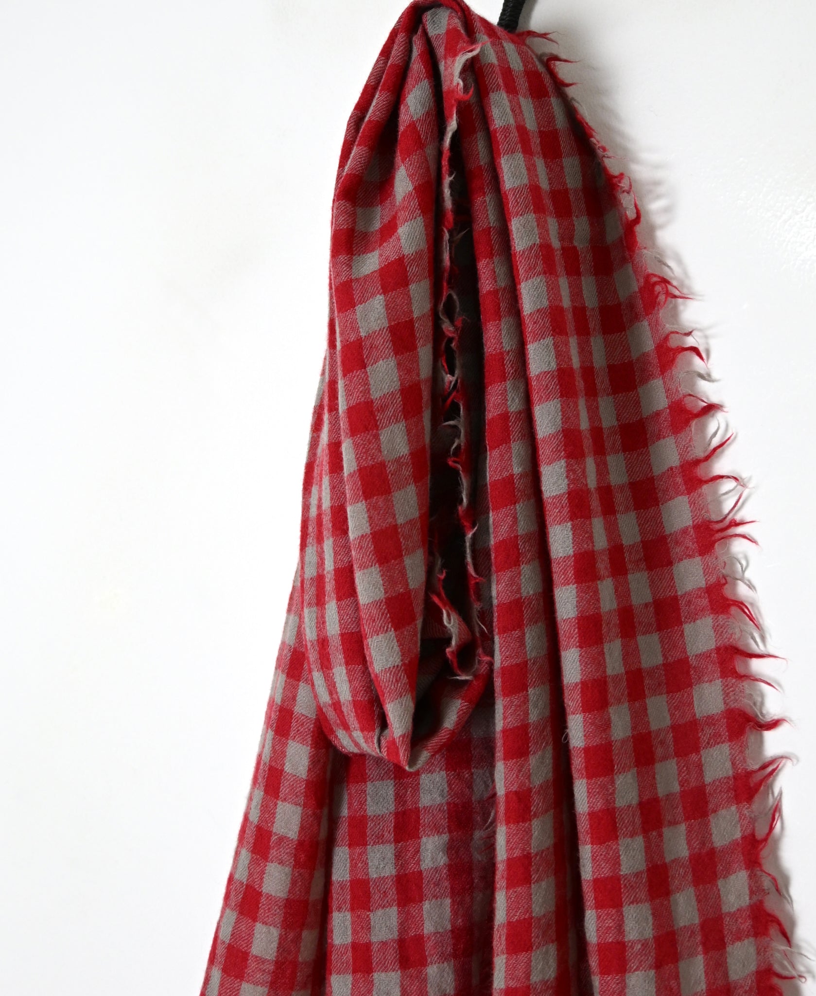 INAM2572 WOOL GINGHAM CHECK STOLE 35x178cm