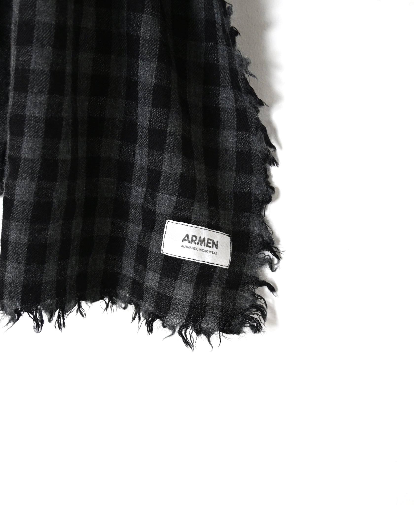 INAM2572 WOOL GINGHAM CHECK STOLE 35x178cm
