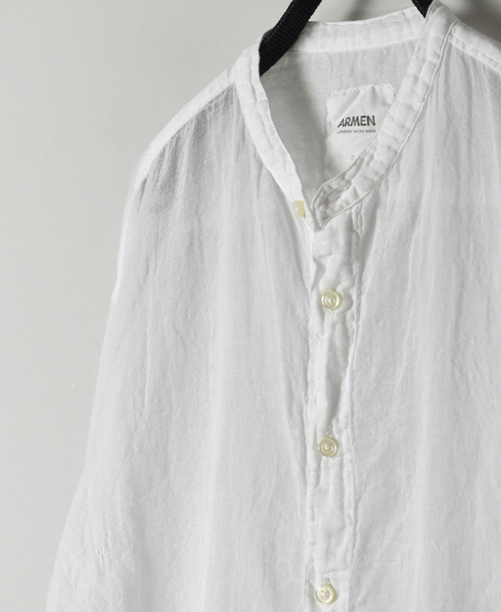 INAM2641GD 60s SINGLE GAUZE PLAIN OVERDYE UTILITY BANDED COLLAR SHIRT