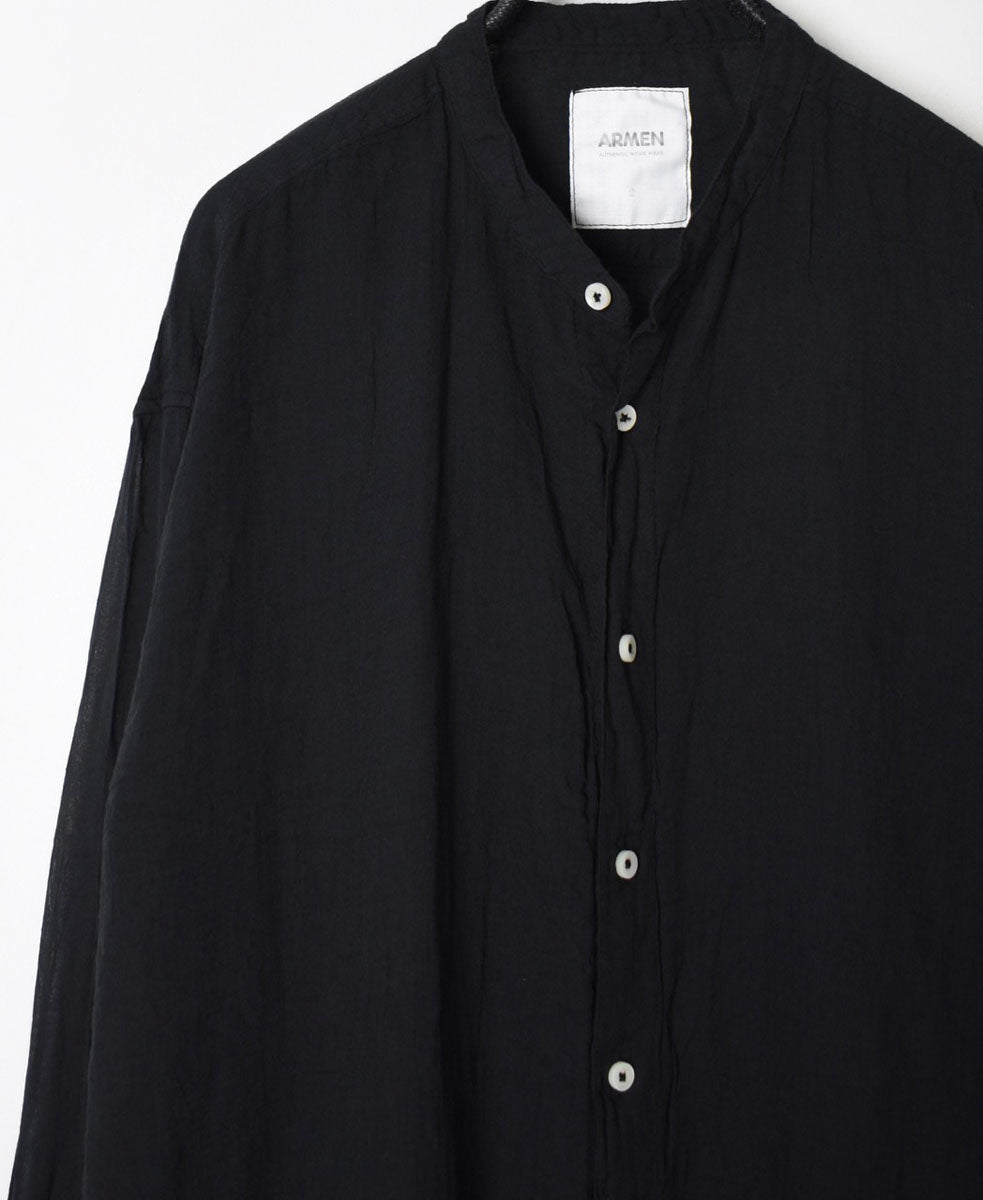 INAM2641GD 60s SINGLE GAUZE PLAIN OVERDYE UTILITY BANDED COLLAR SHIRT