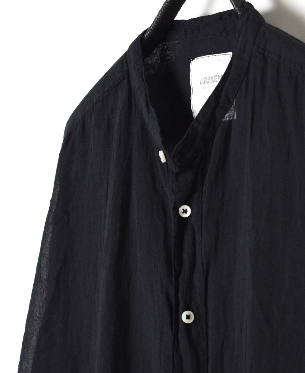 INAM2641GD 60s SINGLE GAUZE PLAIN OVERDYE UTILITY BANDED COLLAR SHIRT