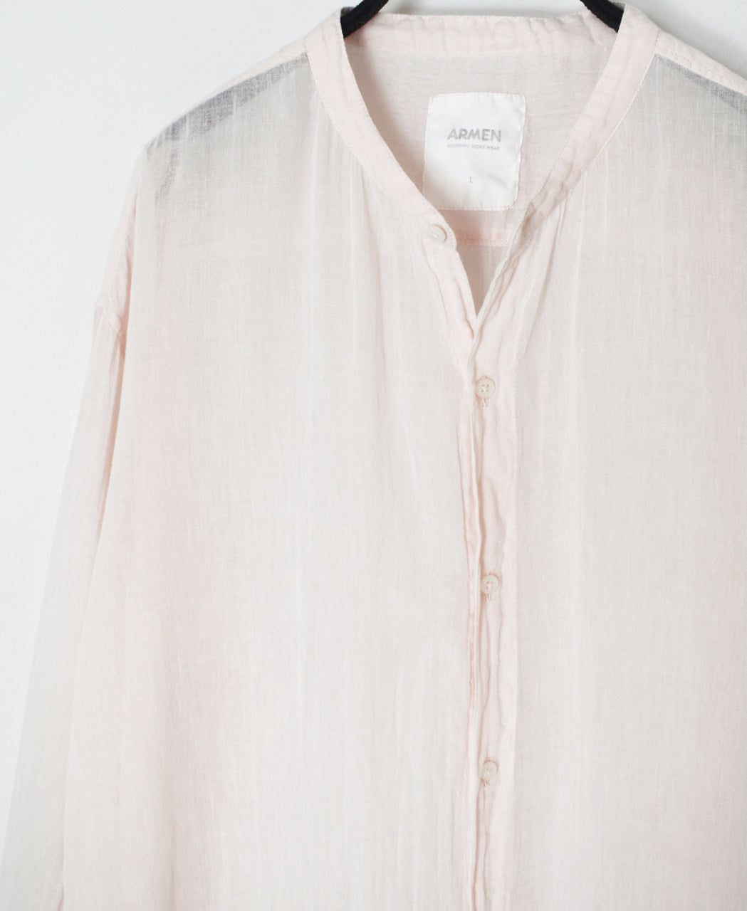 INAM2643GD 60s SINGLE GAUZE PLAIN OVERDYE UTILITY BANDED COLLAR LONG SHIRT