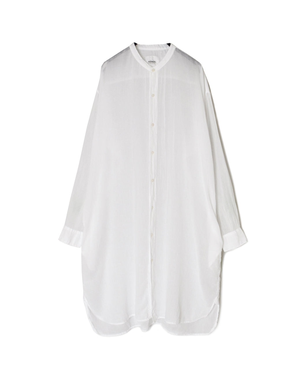 INAM2643GD 60s SINGLE GAUZE PLAIN OVERDYE UTILITY BANDED COLLAR LONG SHIRT