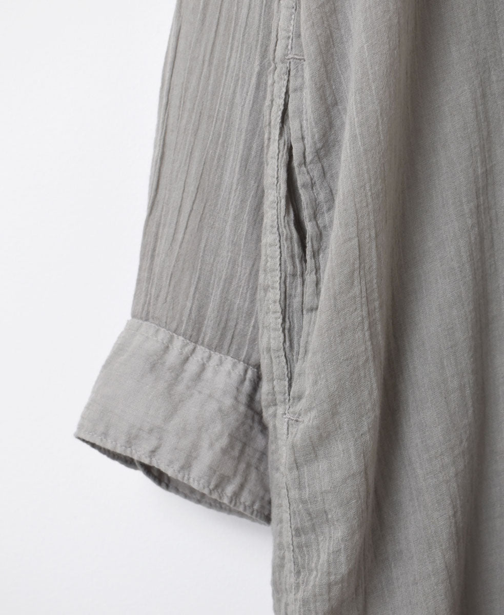 INAM2643GD 60s SINGLE GAUZE PLAIN OVERDYE UTILITY BANDED COLLAR LONG SHIRT
